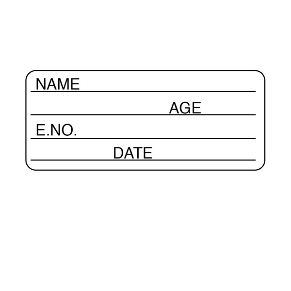 Nevs Information Labels - Name Age E.No. 5/16" x 1-1/4" White w/Black X-9405 - main